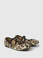 Kids Sherpa Leopard Ballet Flats