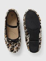 Kids Sherpa Leopard Ballet Flats