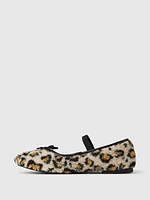 Kids Sherpa Leopard Ballet Flats