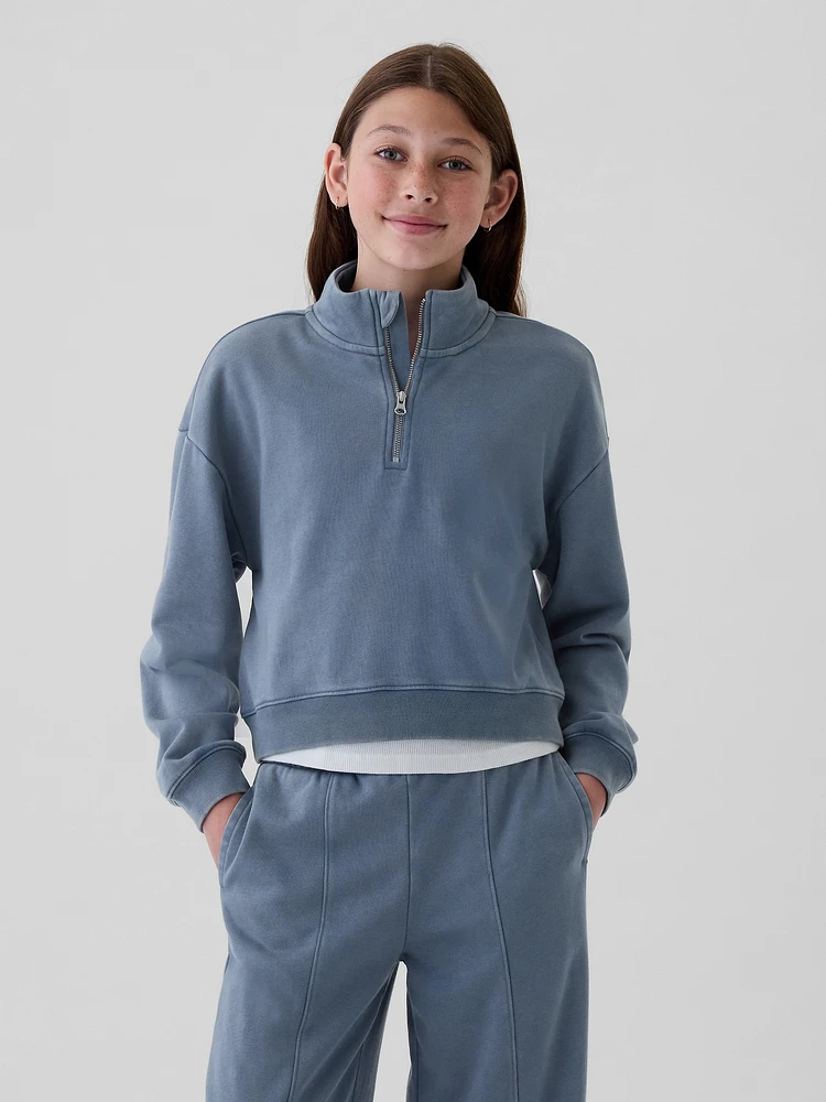 Kids Vintage Soft Half-Zip Cropped Pullover