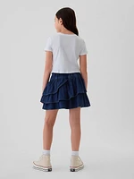 Kids Ruffle Denim Skirt