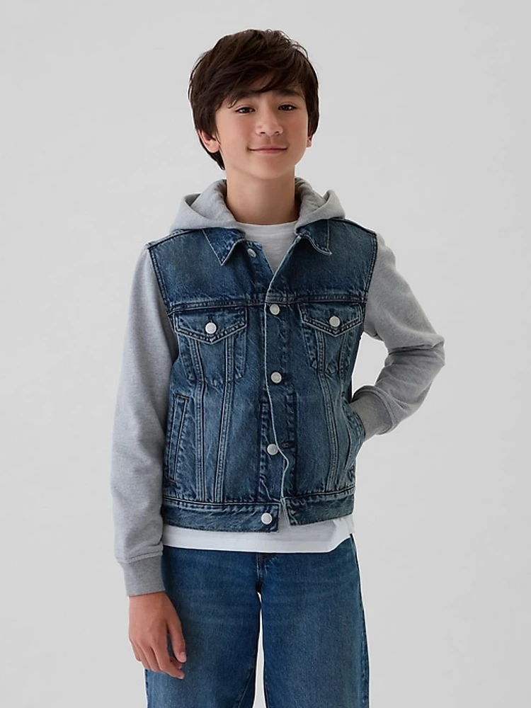 Kids Hooded Icon Denim Jacket