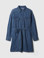 Belted Denim Mini Shirtdress