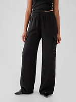 High Rise Crinkle Texture Pull-On Cargo Pants