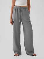 High Rise Crinkle Texture Pull-On Cargo Pants