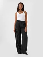 High Rise Cargo Pleated Trousers