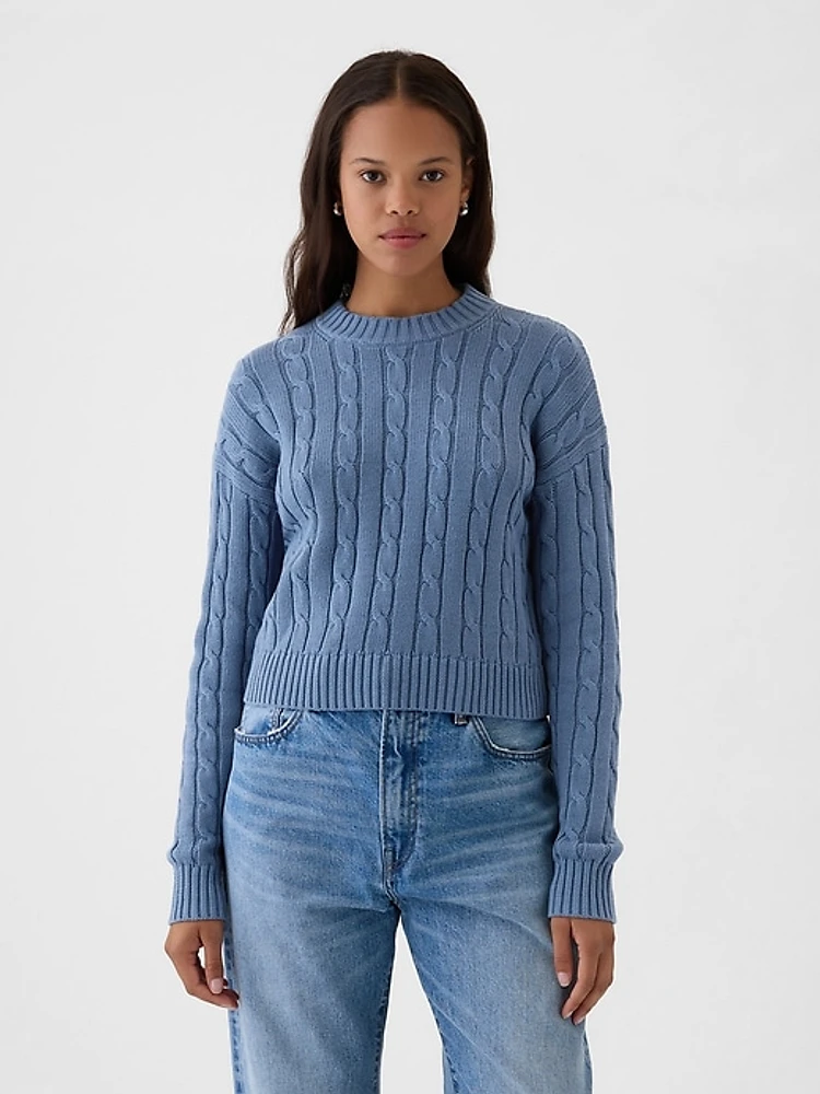 Cable-Knit Cropped Sweater