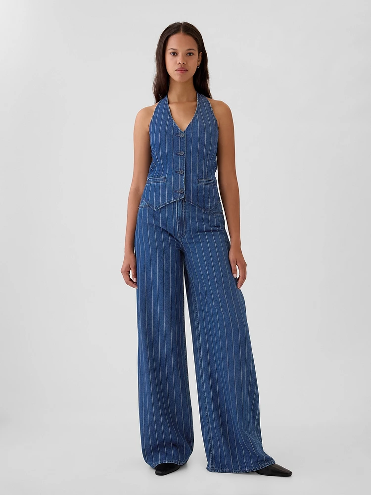 Mid Rise Pinstripe Baggy Jeans