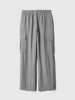 High Rise Crinkle Texture Pull-On Cargo Pants