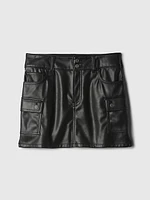 Kids Recycled Vegan Leather Cargo Skirt