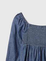 Kids Puff Sleeve Denim Dress