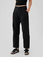 Mid Rise Twill Barrel Pants