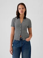 Modern Rib Button Polo Shirt Shirt