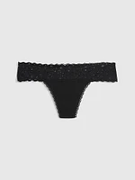 Organic tretch Cotton Lace-Trim Thong