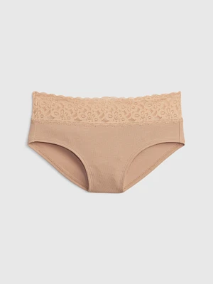 Organic Stretch Cotton Lace-Trim Hipster