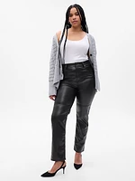 High Rise Vegan Leather Cheeky Straight Pants