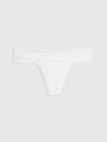 Organic Stretch Cotton Lace-Trim Thong