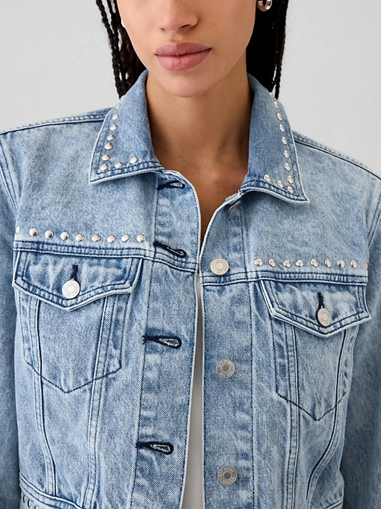 Cropped Studded Icon Denim Jacket