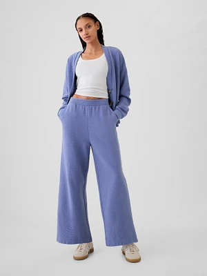 Textured Wide-Leg Ankle Sweatpants