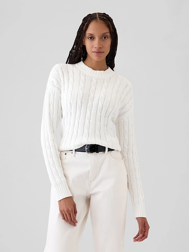 Cable-Knit Cropped Sweater