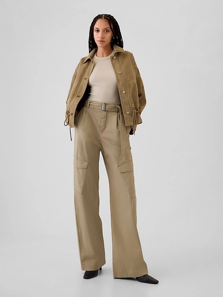 High Rise Cargo Baggy Trousers