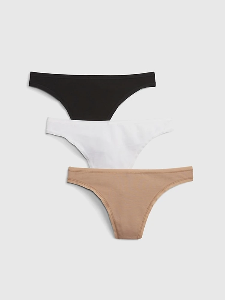 Organic Stretch Cotton Thong (3-Pack)