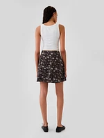 Crepe Floral Mini Skirt