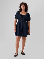 Smocked Denim Mini Dress