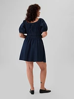 Smocked Denim Mini Dress