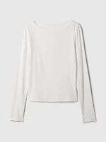 Modern Rib Cropped Boatneck T-Shirt