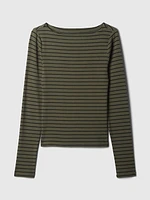 Modern Rib Cropped Boatneck T-Shirt