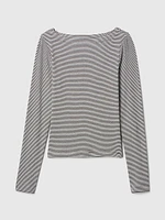 Modern Rib Cropped Boatneck T-Shirt