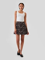 Crepe Floral Mini Skirt