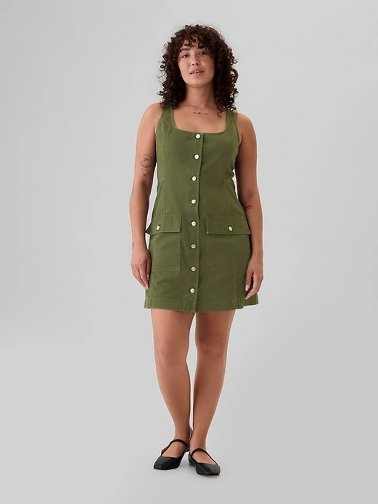 Utility Button Mini Dress