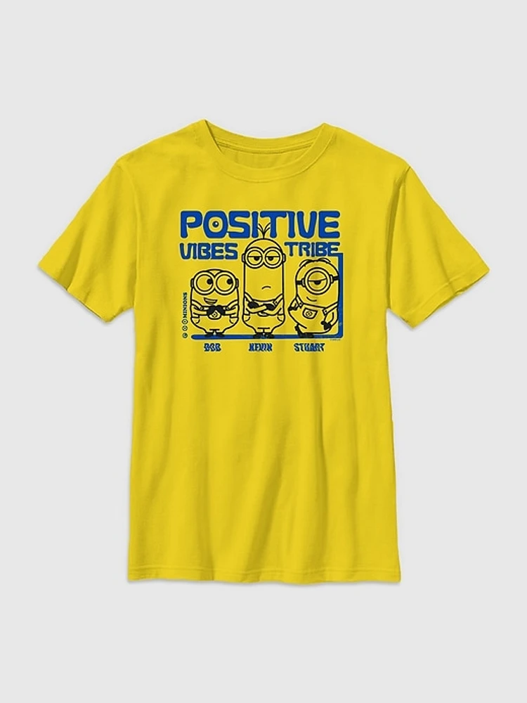 Kids Minions Positive Vibes Graphic Tee