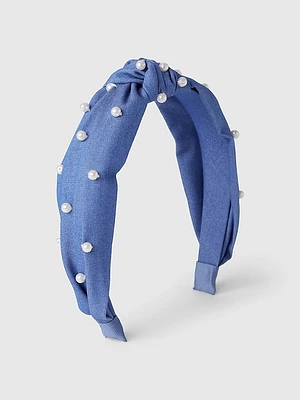 Kids Pearl Denim Headband