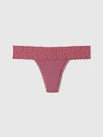 Organic Stretch Cotton Lace-Trim Thong