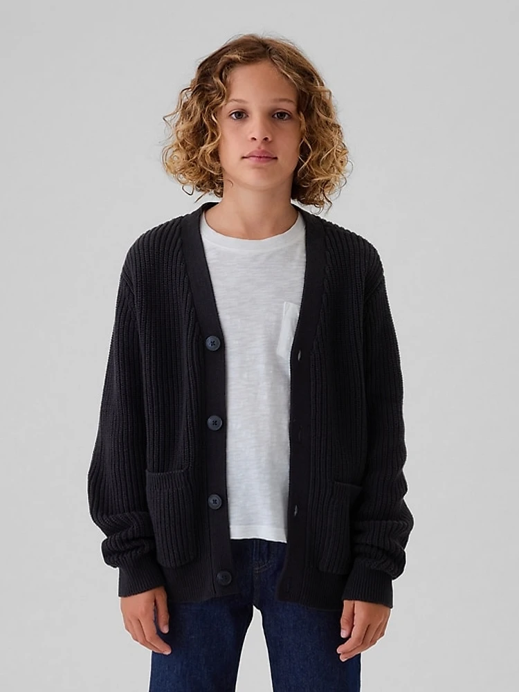 Kids Relaxed Shaker-Stitch Cardigan