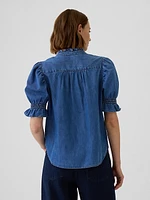 Puff Sleeve Denim Shirt