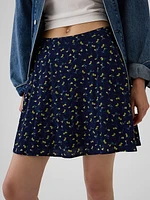 Crepe Floral Mini Skirt