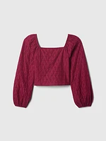 Kids Cropped Puff-Sleeve Shirt