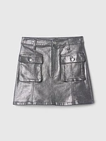 Kids Cargo Foil Denim Skirt