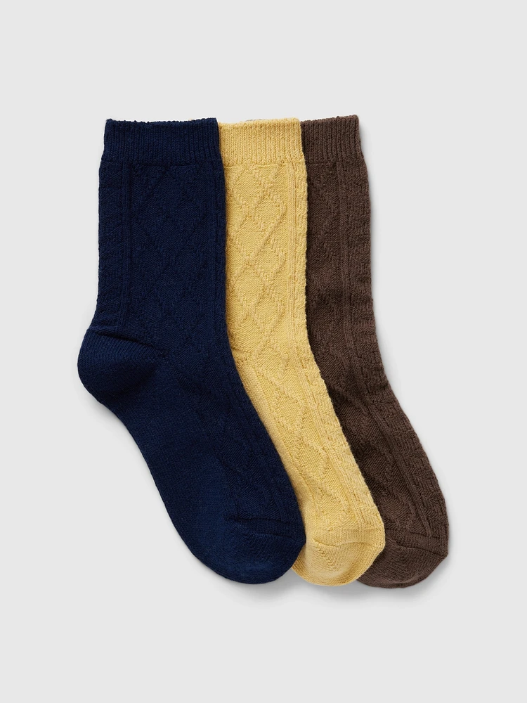 Kids Cable-Knit Crew ocks (3-Pack)