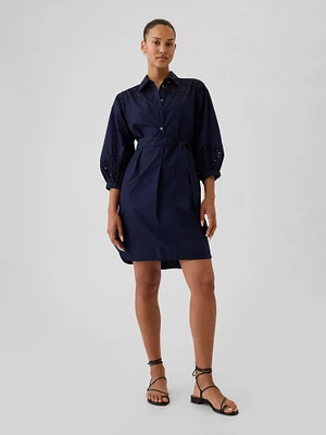 Eyelet Mini Shirtdress