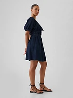 Smocked Denim Mini Dress