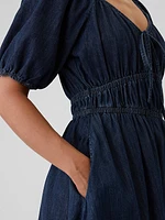 Smocked Denim Mini Dress