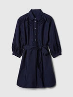 Eyelet Mini Shirtdress