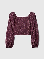 Kids Cropped Puff Sleeve Shirt