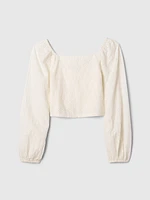 Kids Cropped Puff-Sleeve Shirt