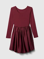 Kids Mixed Media Satin Dress